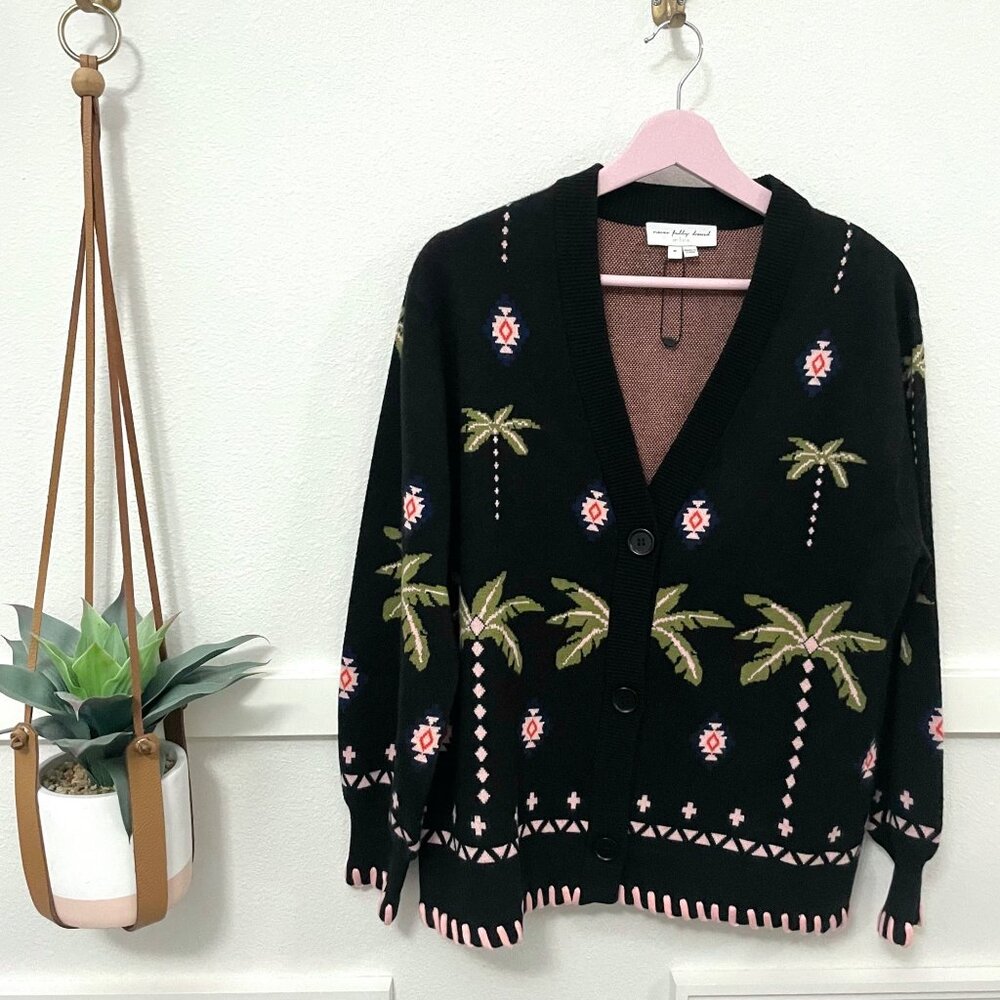 NWOT Never Fully Dressed Havana Balloon Sleeve Cardigan Black Tropical Size M - Picture 2 of 7